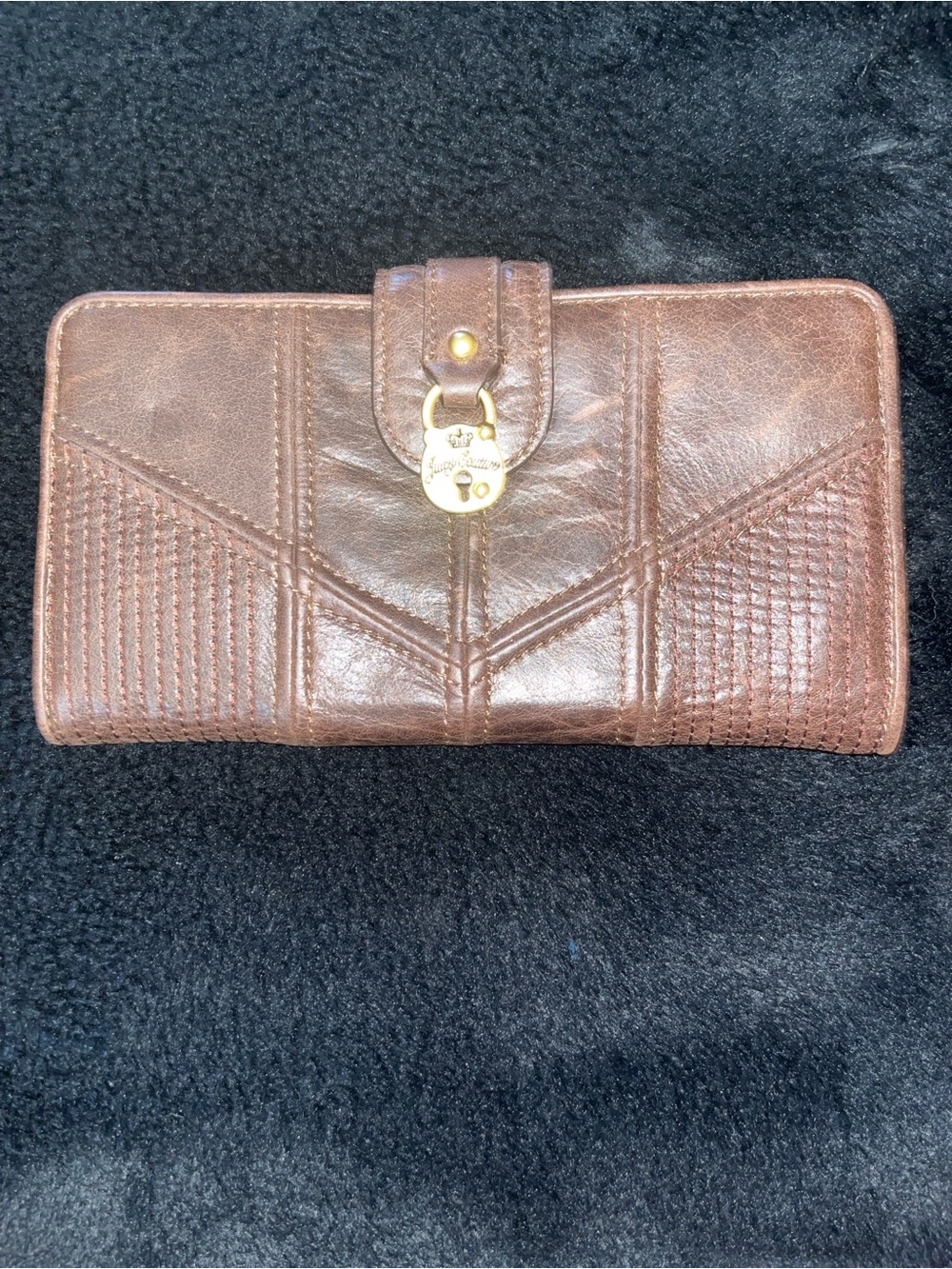 Juicy Couture Brown Leather Wallet with Gold Lock